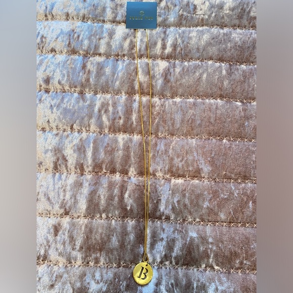 New W/ Tags Designer Julie Vos Monogrammed Initial B 23 K Gold Pendant Necklace - Picture 7 of 7